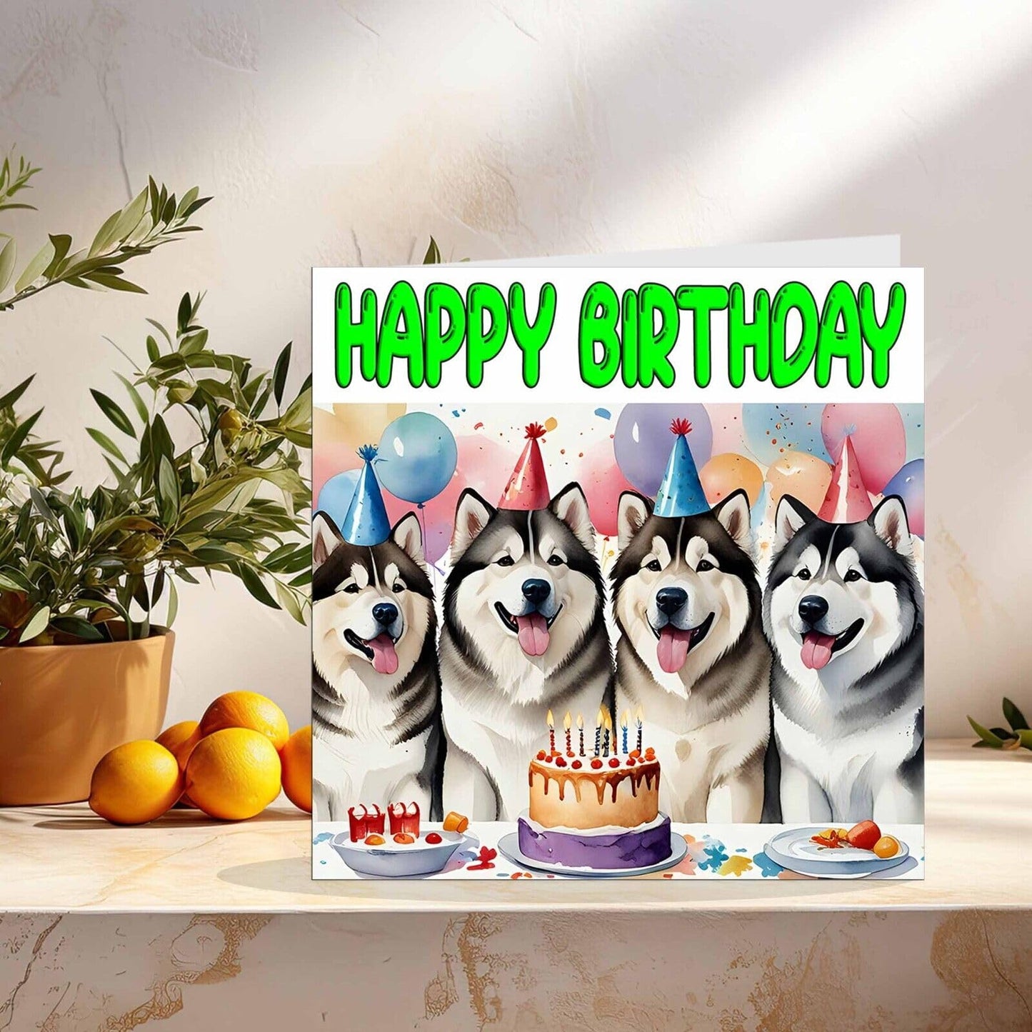 Alaskan Malamute Birthday Card - Dog 145 x 145mm