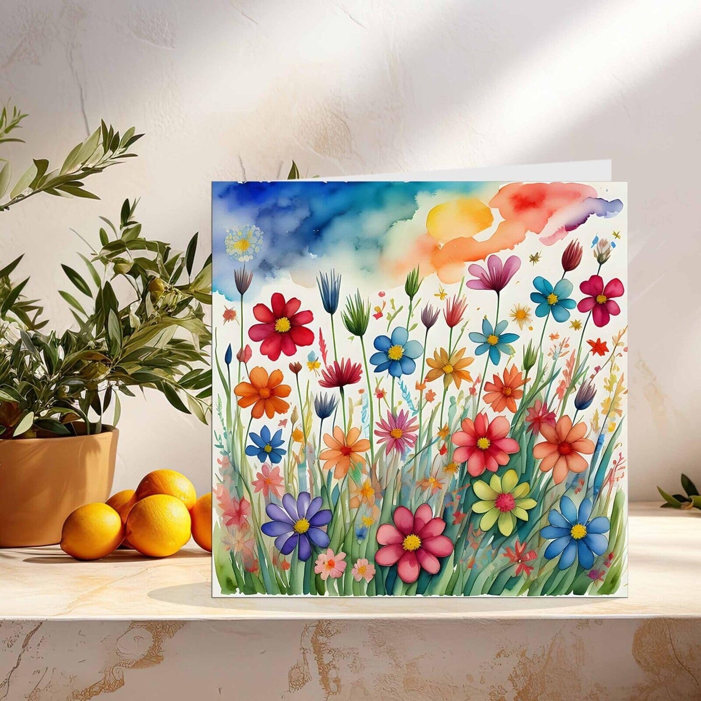 Beautiful Nature Colourful Flowers Art Any Occasion Blank Greeting Birthday Card