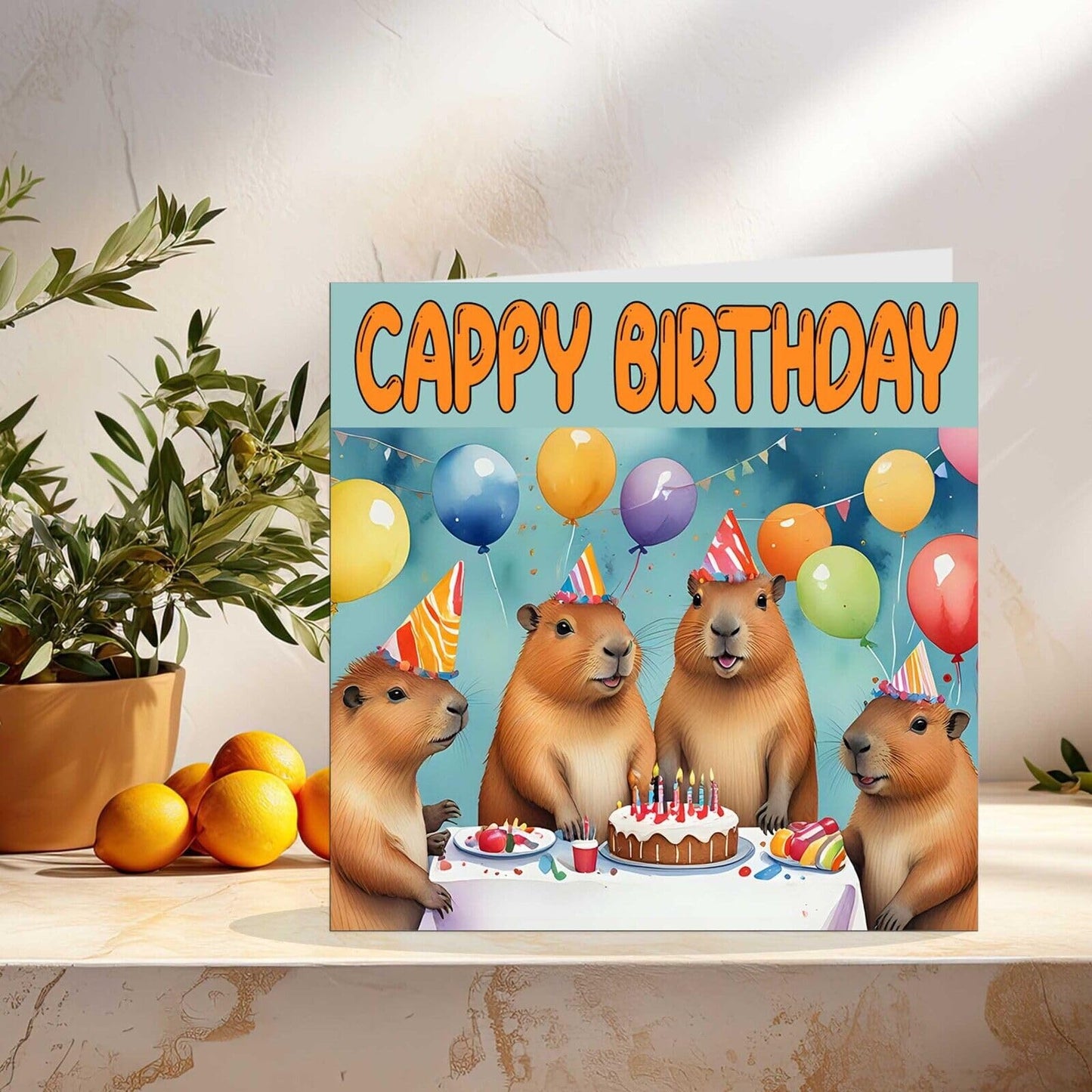 Capybara Birthday Card - Cappy Birthday - Funny Capybaras 145 x 145mm