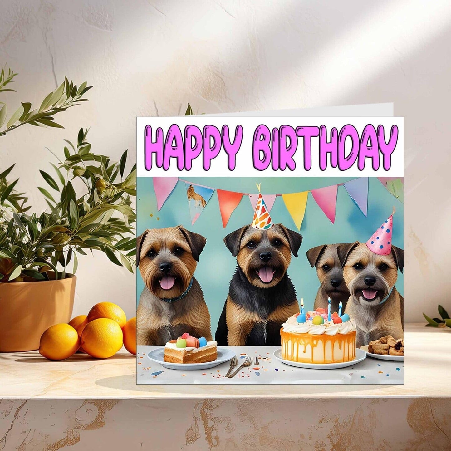 Border Terrier Birthday Card - Fun Dog Birthday Card 145 x 145mm