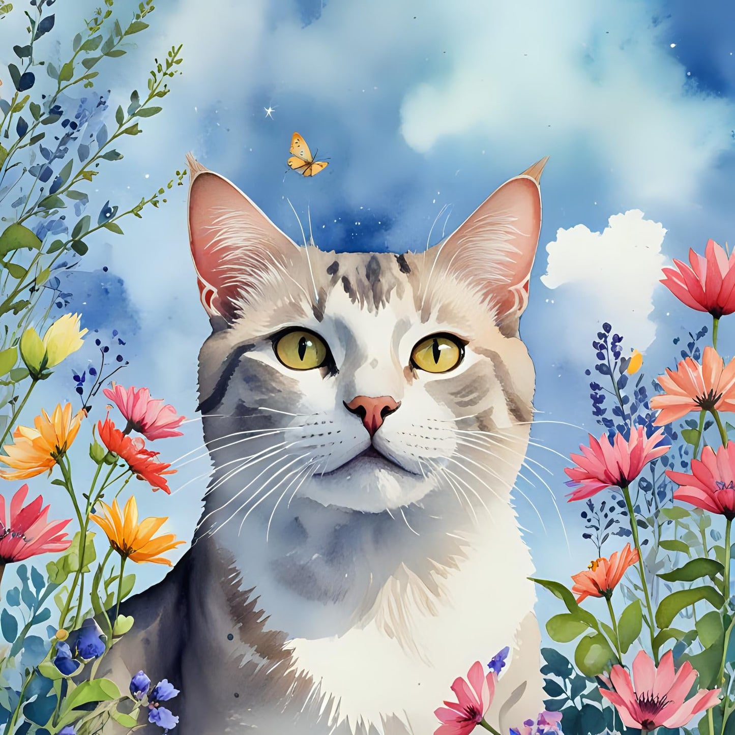 Cat Sky Greeting Card - Any Occasion - Beautiful 145 x 145mm