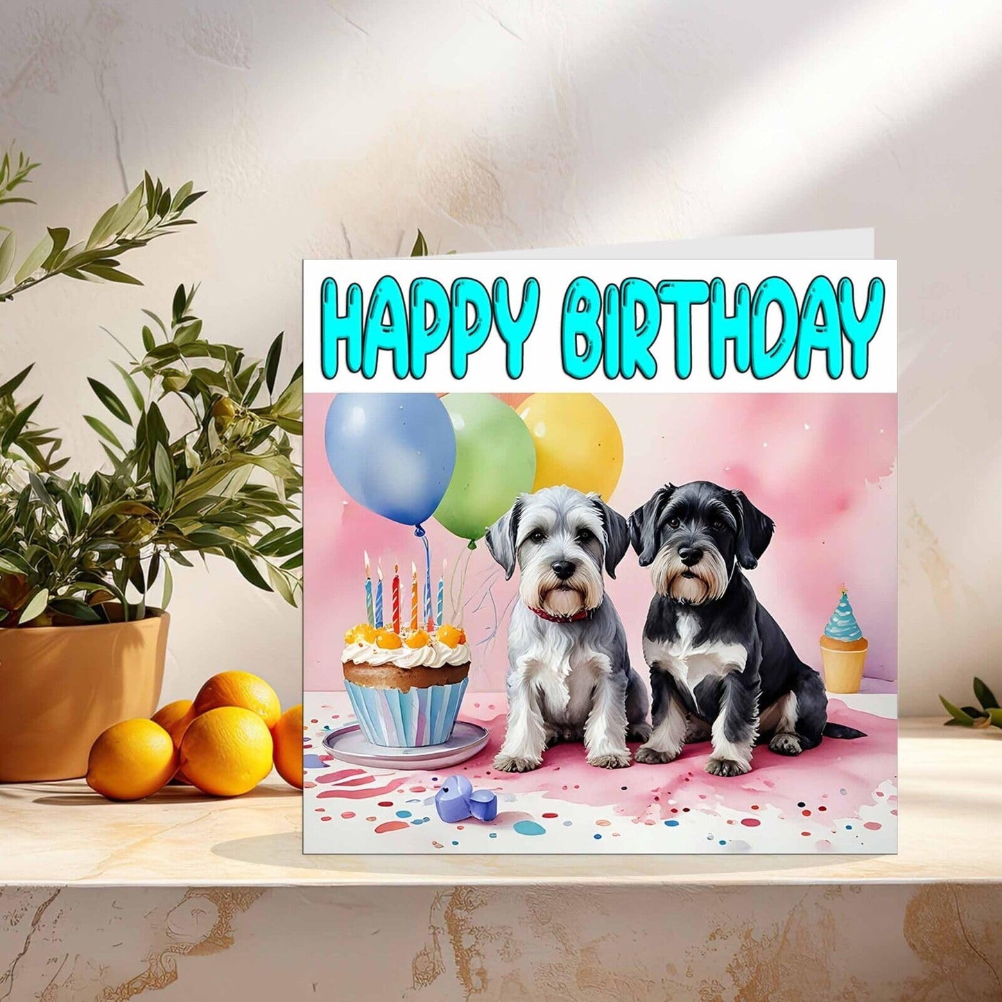 Miniature Schnauzer Birthday Card - Fun Dog Birthday Card 145 x 145mm