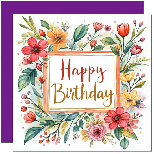 Happy Birthday Card - Floral Flowers Design - Niece Sister Cousin Aunts Nanny
