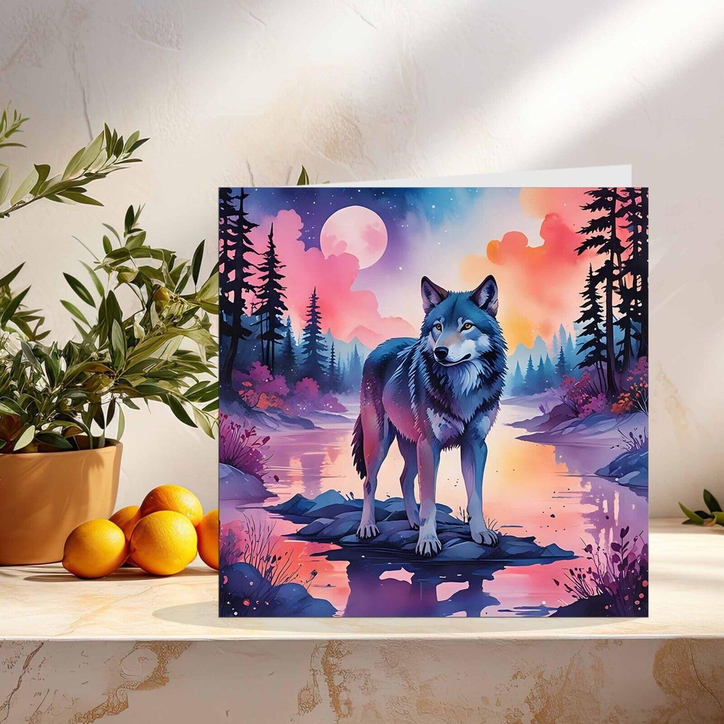 Wolf Greeting Card - Any Occasion - beautiful Wolf Illustration Art