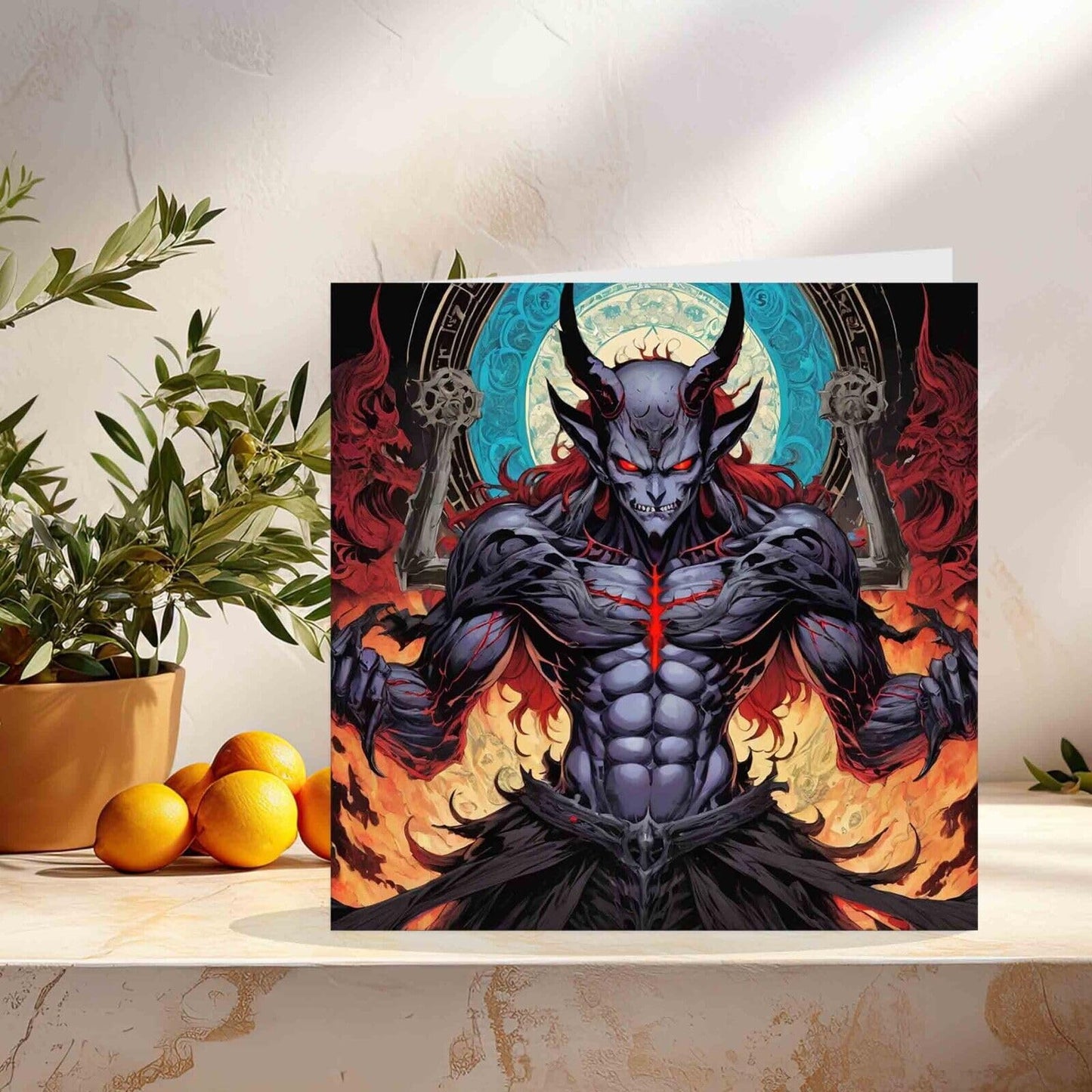 Anime Demon Greeting Card - Devil Fantasy Card 145mm x 145mm