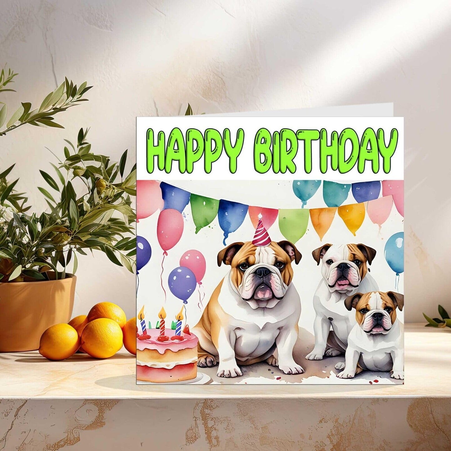 British Bulldog Birthday Card - English Fun Dog Birthday Card 145 x 145mm