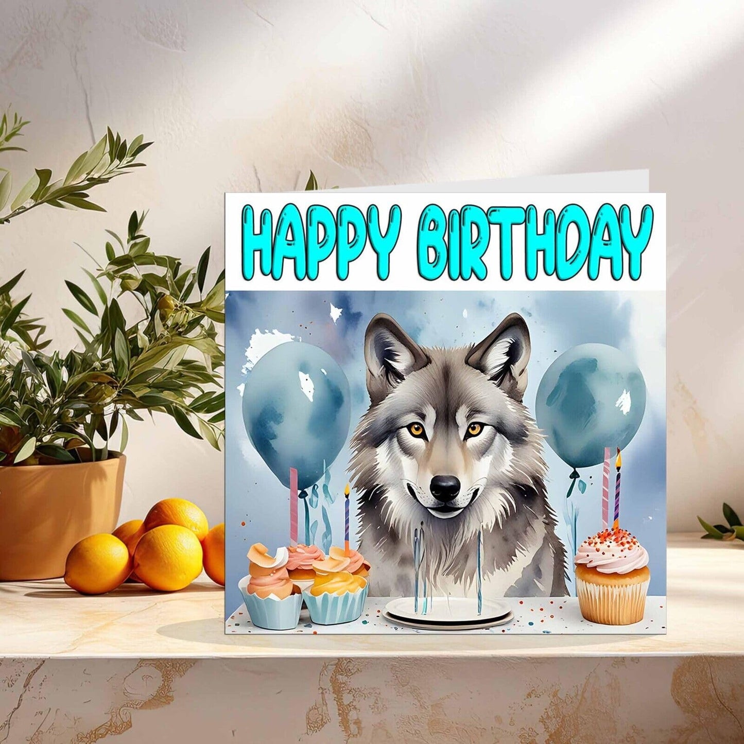 Wolf Birthday Card - Fun Wolves Birthday Card 145 x 145mm