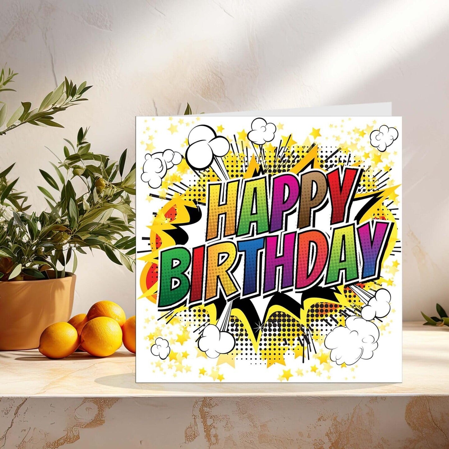 Birthday Card for Boys Girls - Comic Book Style Happy Birthday Card for Son Nephew Niece Cousin Friend Uncle Brother 145 x 145mm