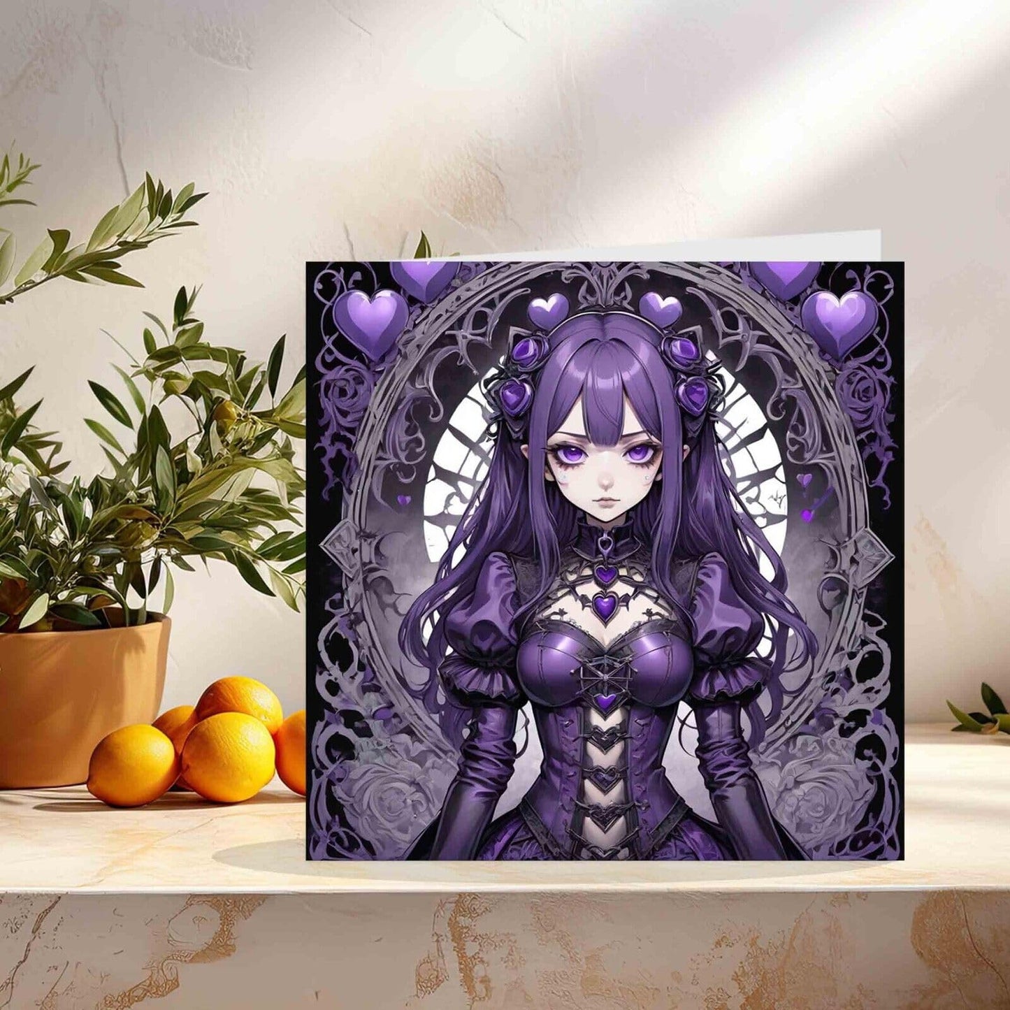 Gothic Anime Princess Greeting Card 145mm x 145mm