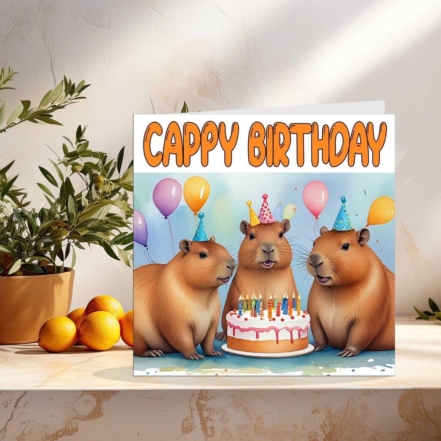 Capybara Birthday Card - Capy Birthday - Funny Capybara Party 145 x 145mm