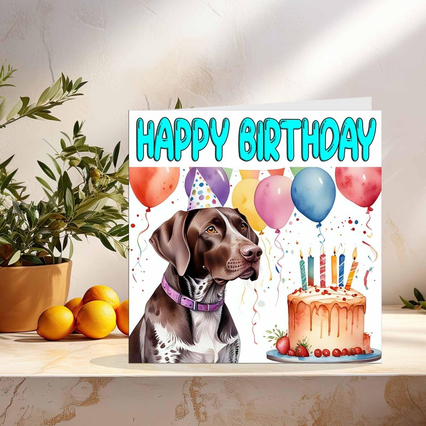 German Shorthaired Pointer Birthday Card - Dog Bday 145 x 145mm