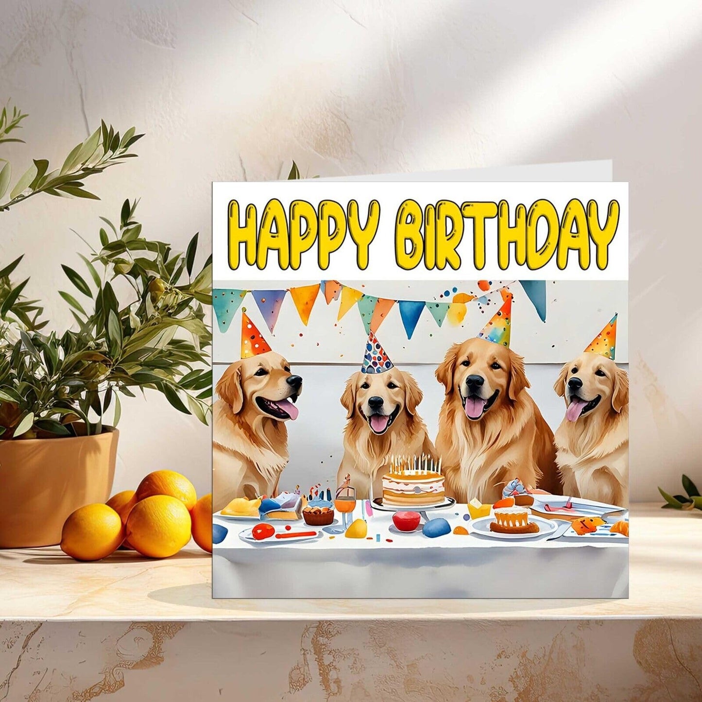 Golden Retriever Birthday Card - Fun Dog Birthday Card 145 x 145mm