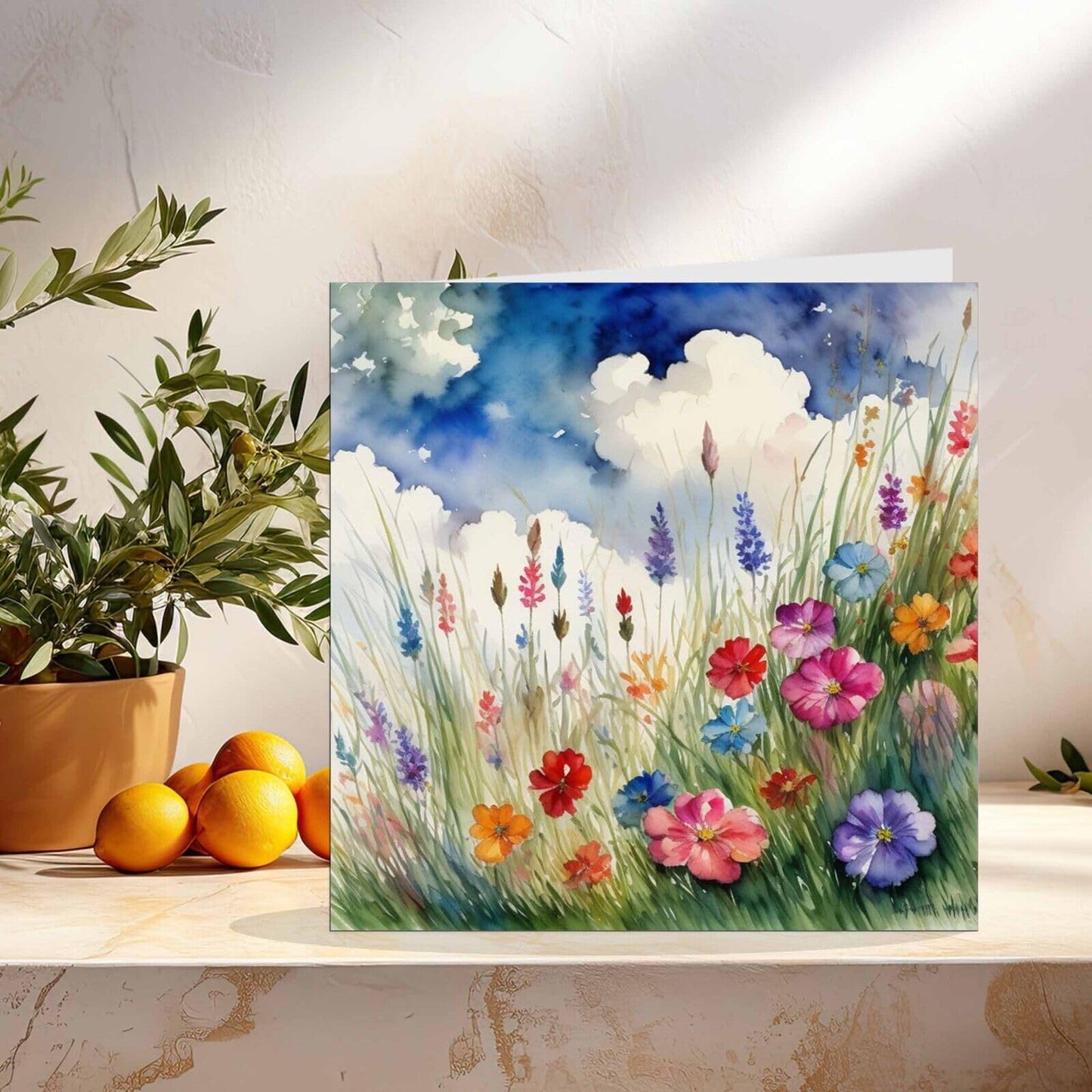 Beautiful Nature Flowers Art Any Occasion Blank Greeting Birthday Card