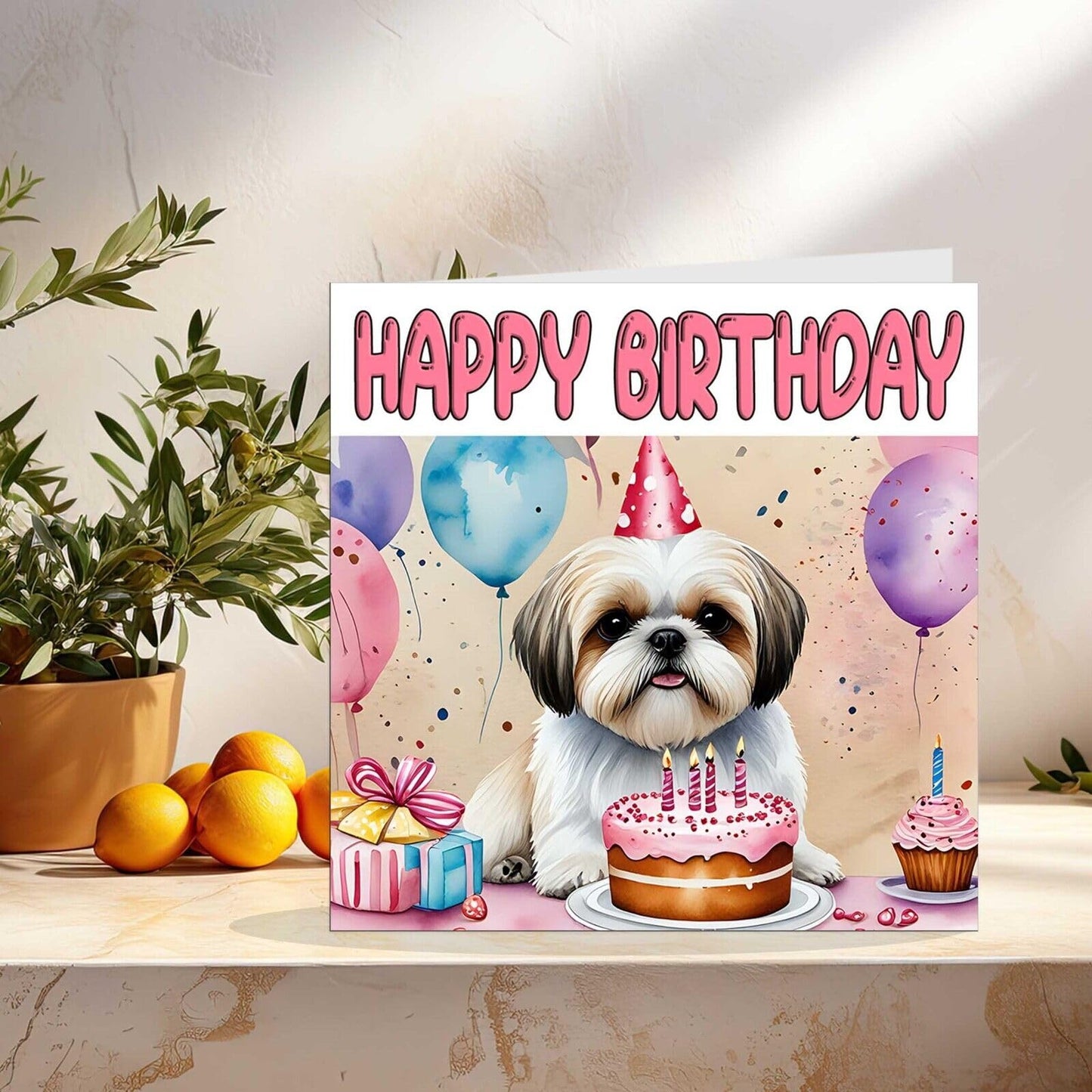 Shih Tzu Birthday Card - Fun Dog Birthday Card 145 x 145mm