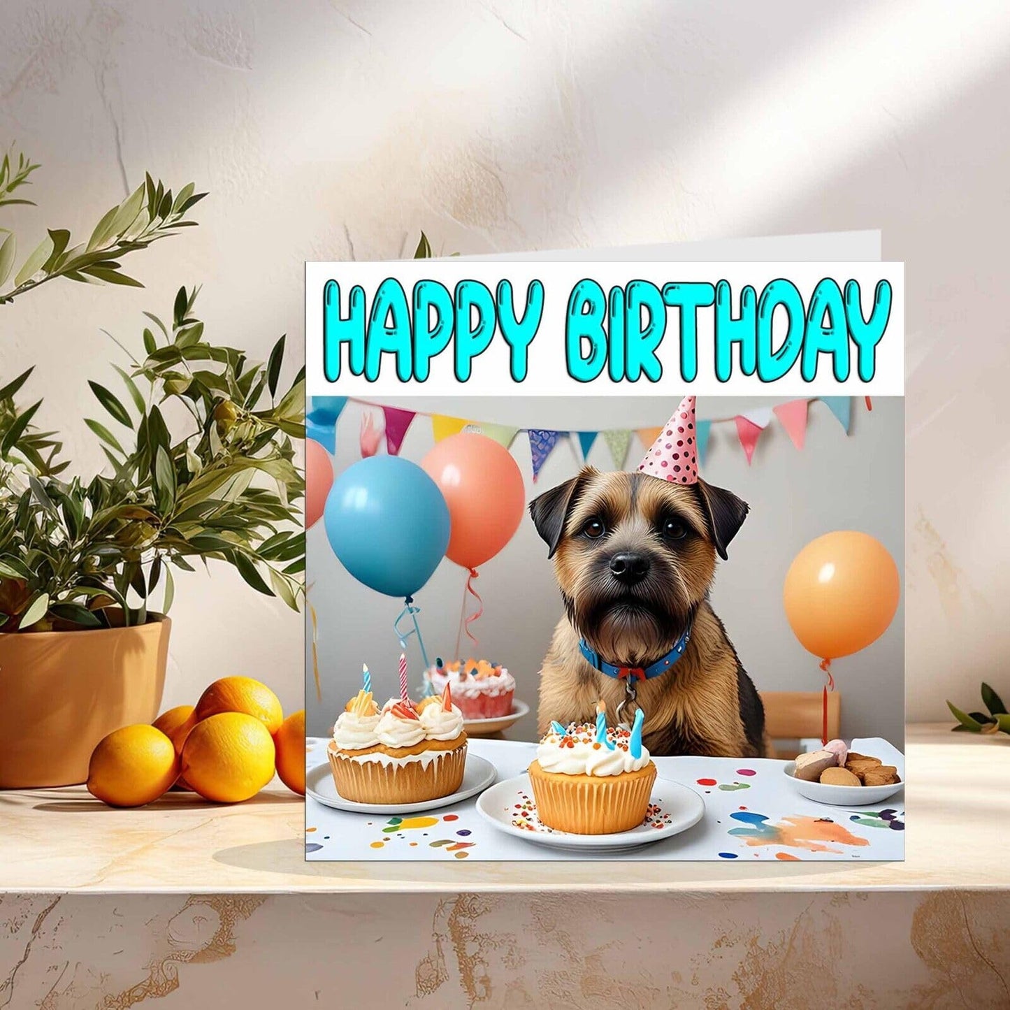 Border Terrier Birthday Card - Fun Dog Bday Card 145 x 145mm