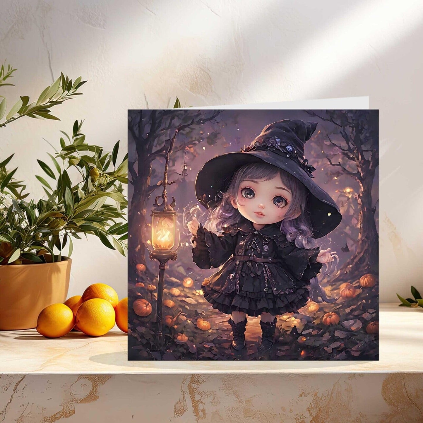 Cute Witch Forest Greeting Card - Fantasy Greeting Card - 145mm x 145mm