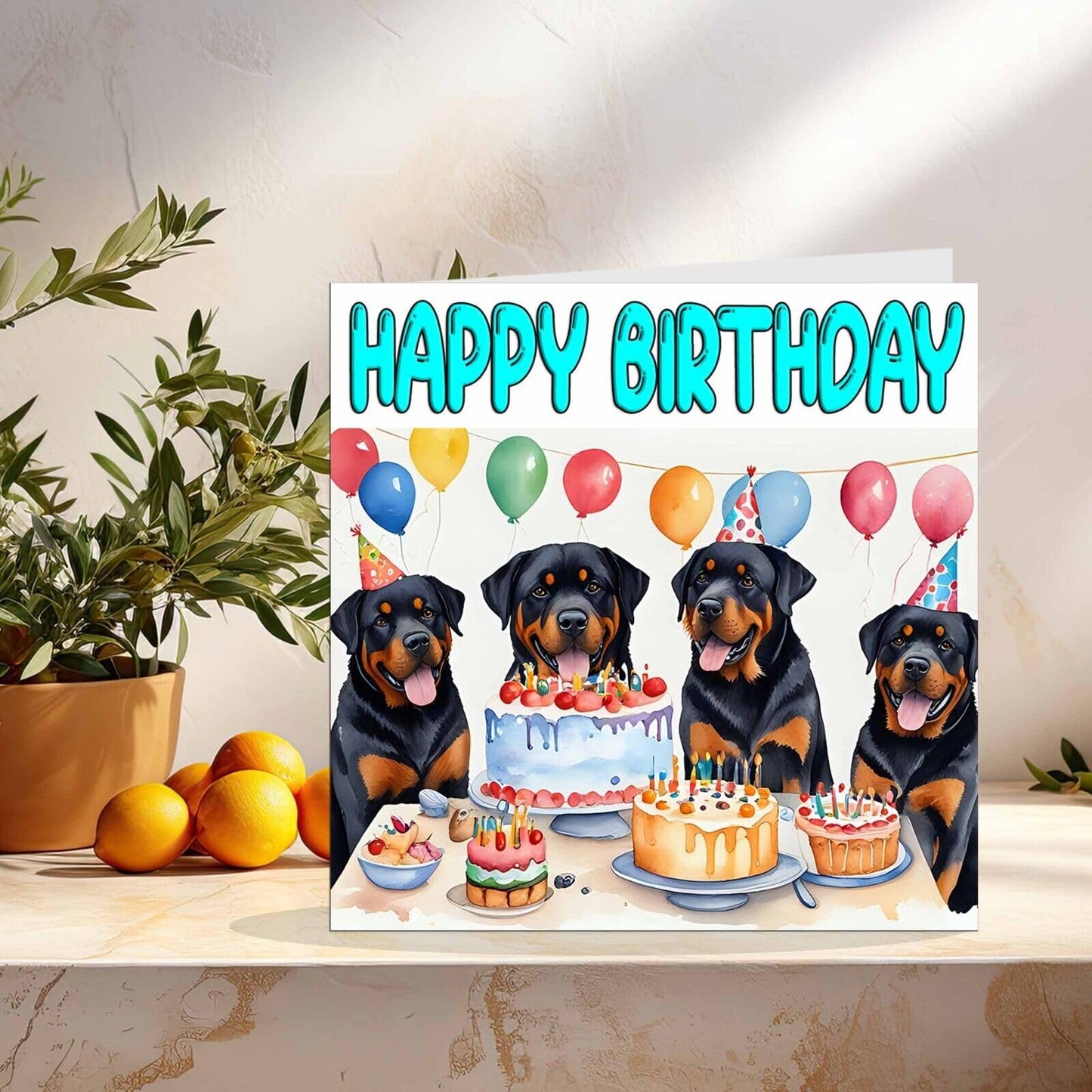 Rottweiler Birthday Card - Rottie Birthday Card Dog - 145 x 145mm