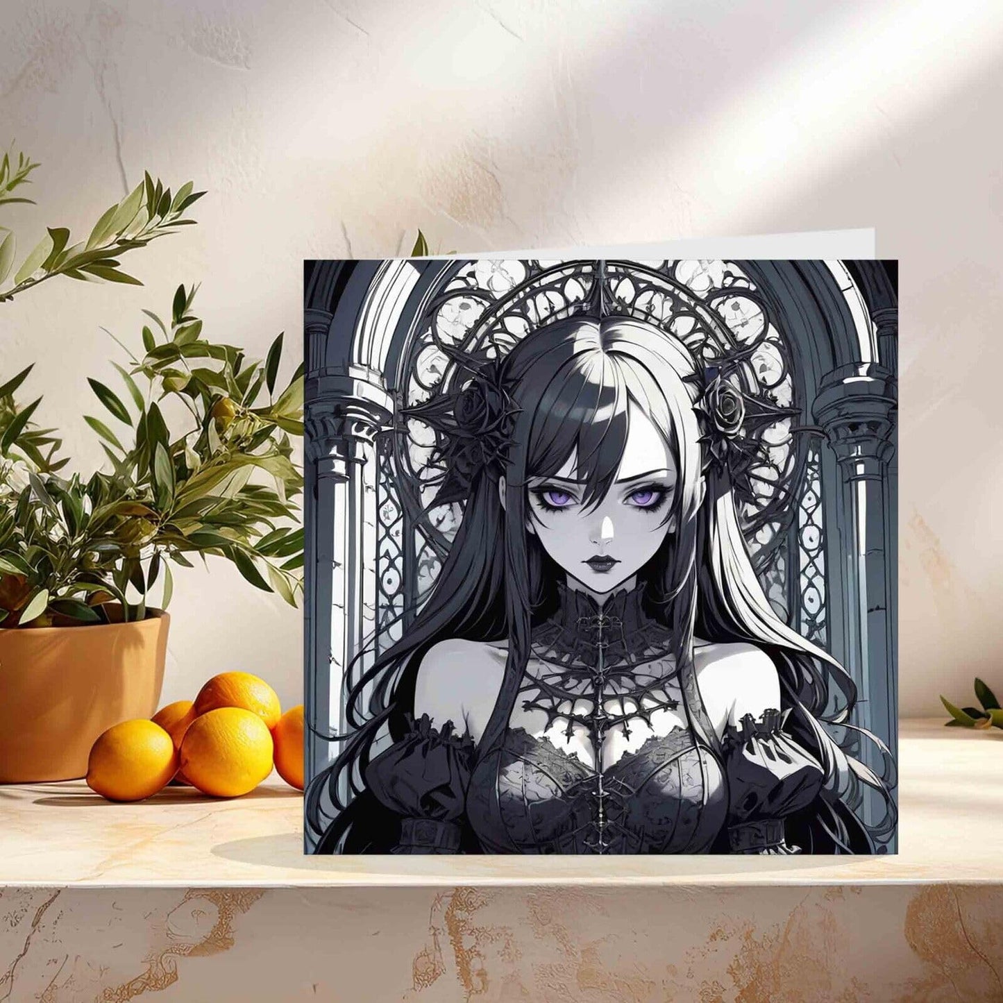 Gothic Girl Birthday Card - Cute Goth Girl Greeting Card 145mm x 145mm