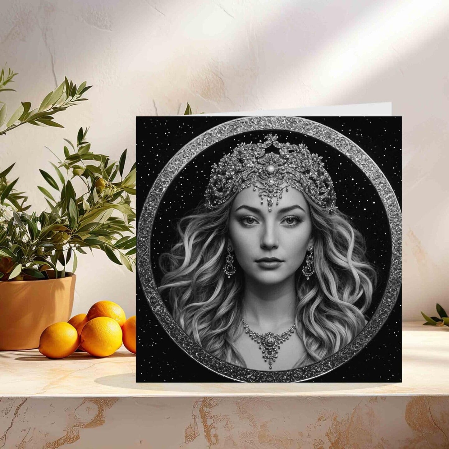 Goddess Greeting Card Moon Space 145mm x 145mm