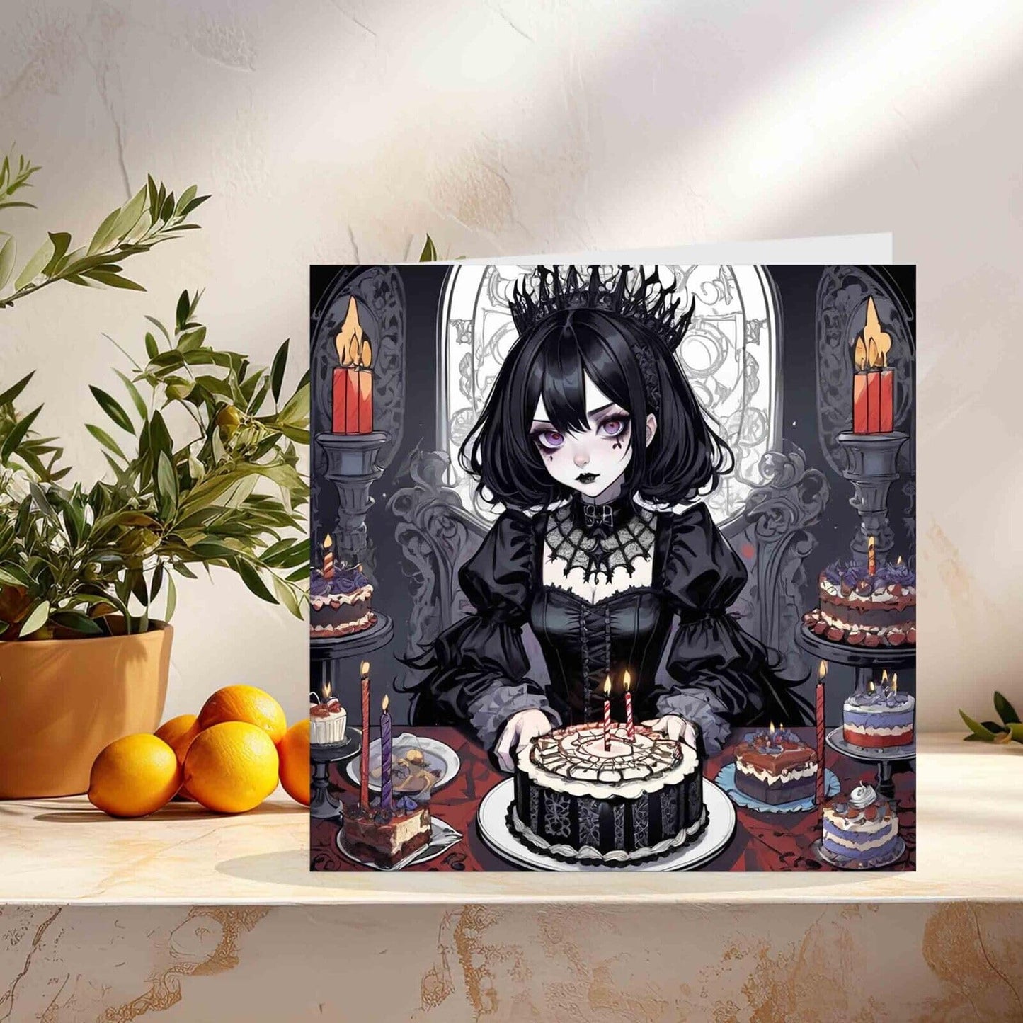 Gothic Girl Birthday Card - Cute Goth Girl Ladies Teens Womens 145mm x 145mm