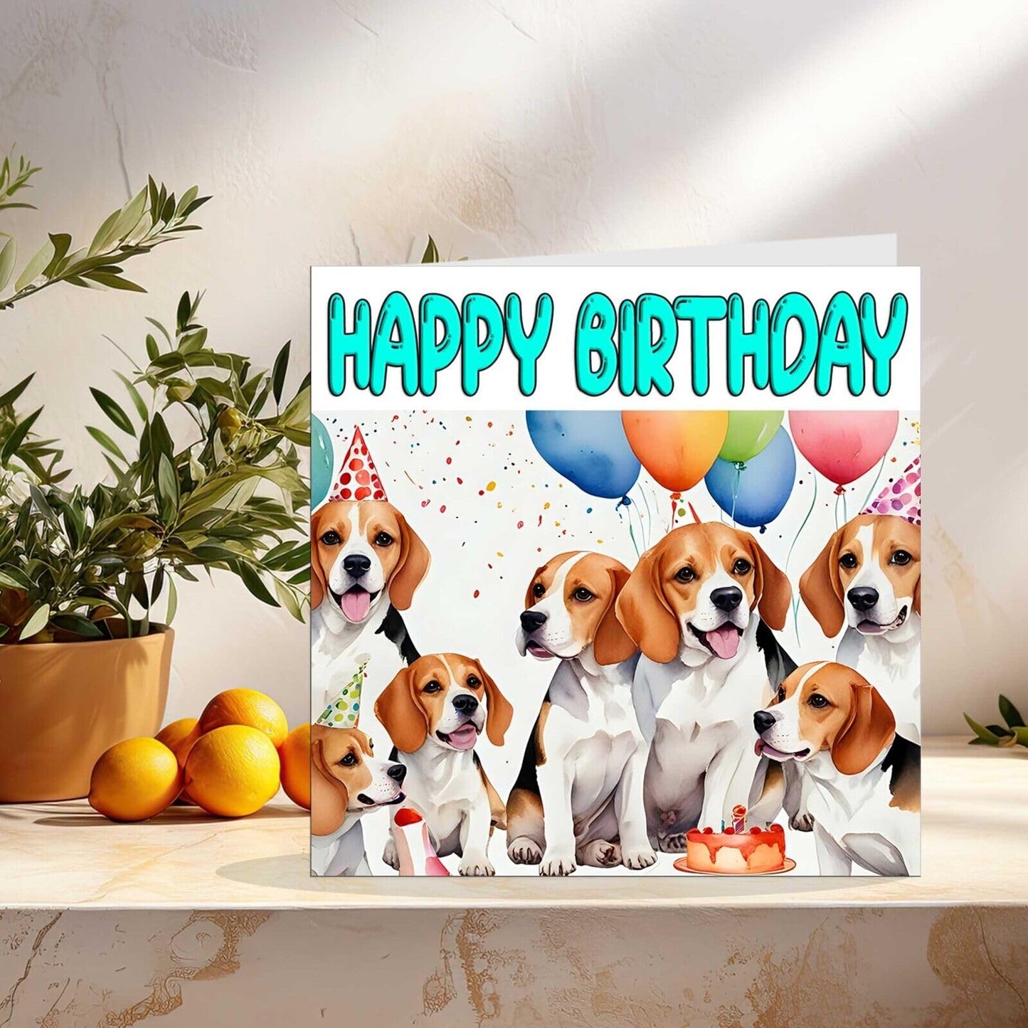 Beagle Birthday Card - Fun Dog Birthday Card 145 x 145mm