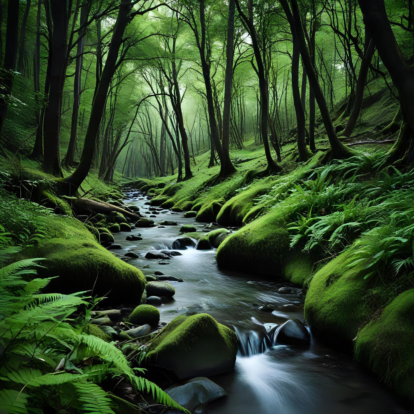 Woodland Forest Stream River Nature Greeting Card - Any Occasion 145 x 145mm