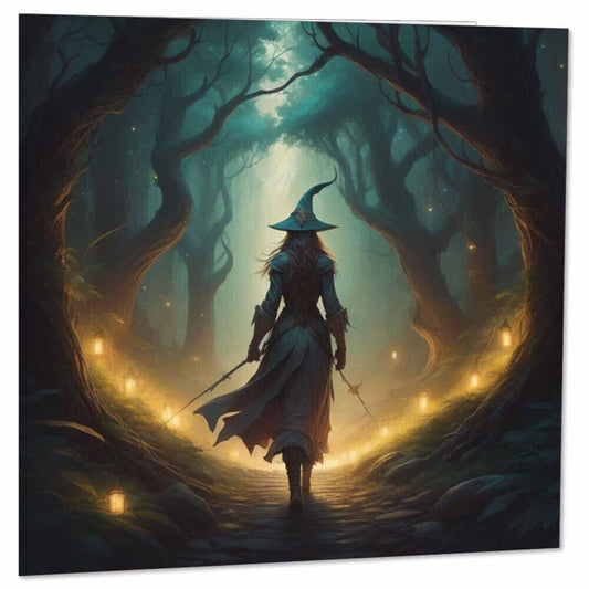 Fantasy Witch Greeting Card - Witchcraft Forest Witches 145 x 145mm - Purple Fox Gifts