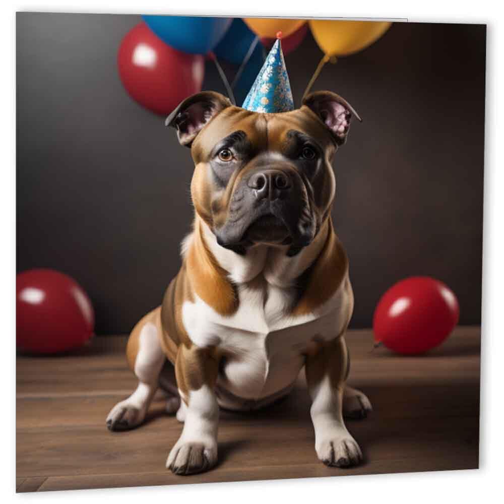 Staffordshire Bull Terrier Greeting Card 147 x 147mm Staffie birthday Card - Purple Fox Gifts