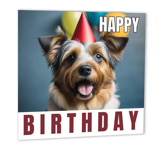 Cairn Terrier Birthday Card 147 x 147mm Cute Dog Happy Birthday Card - Purple Fox Gifts