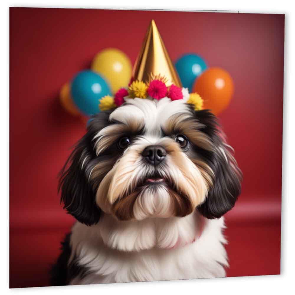 Shih Tzu Greeting Card 147 x 147mm - Purple Fox Gifts