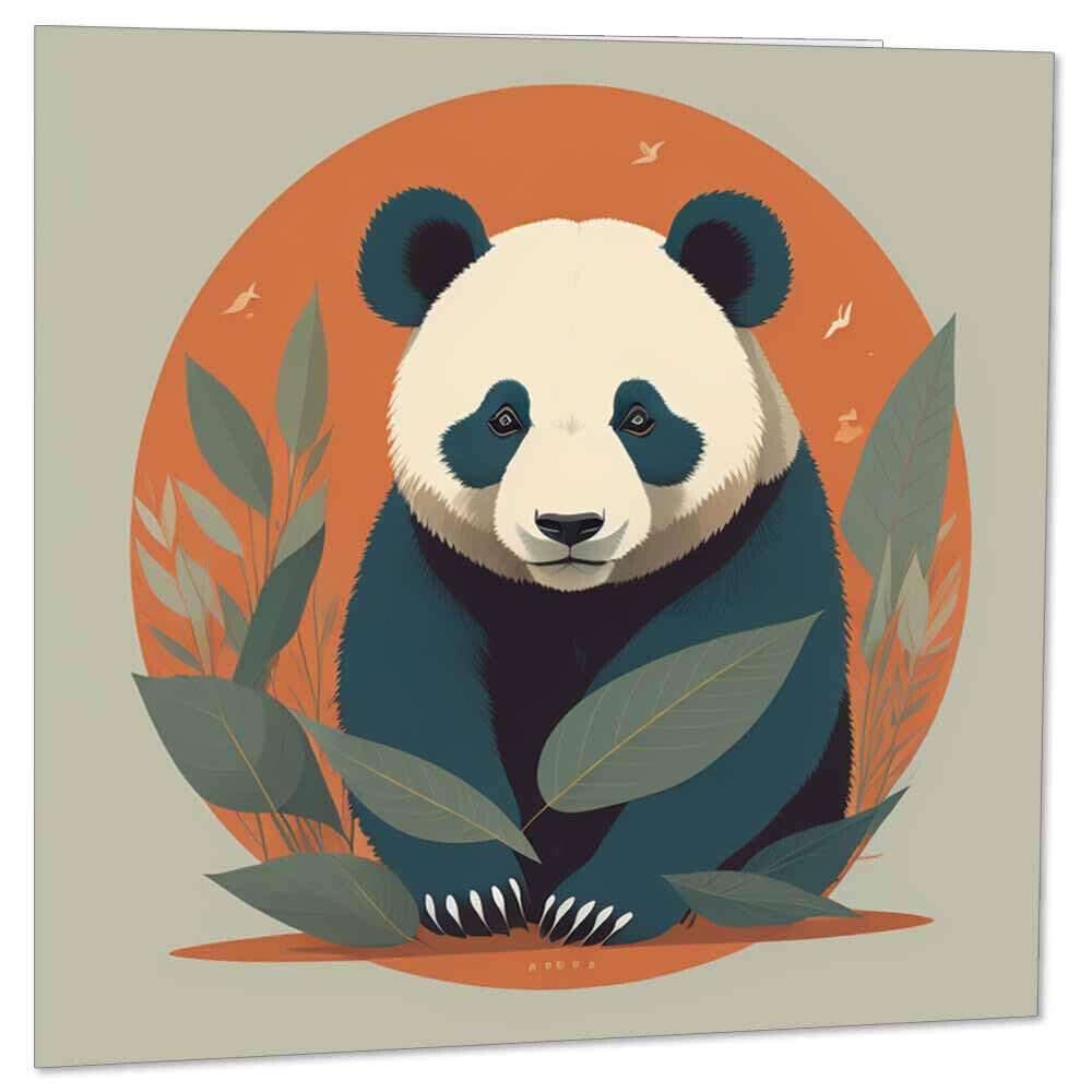 Panda Illustration Greeting Card 145 x 145mm - Purple Fox Gifts