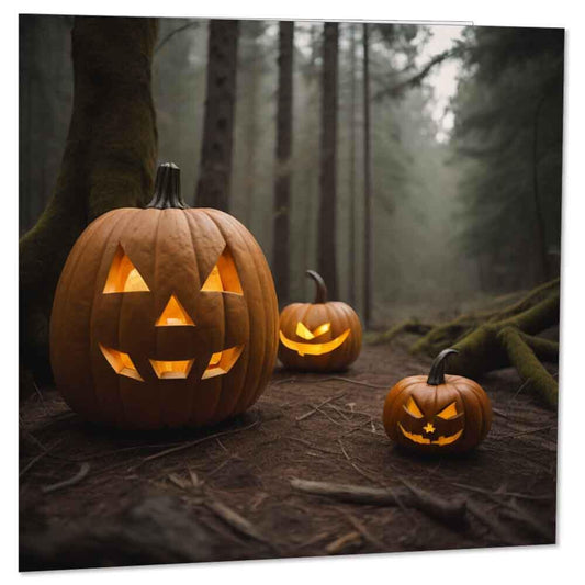 Pumpkin Forest Card - Happy Halloween Cards - October Autumn Fall 145 x 145mm - Purple Fox Gifts