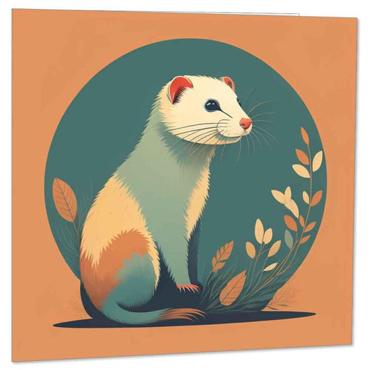 Ferret Greeting Card Ferret Illustration Birthday Card 145 x 145mm - Purple Fox Gifts