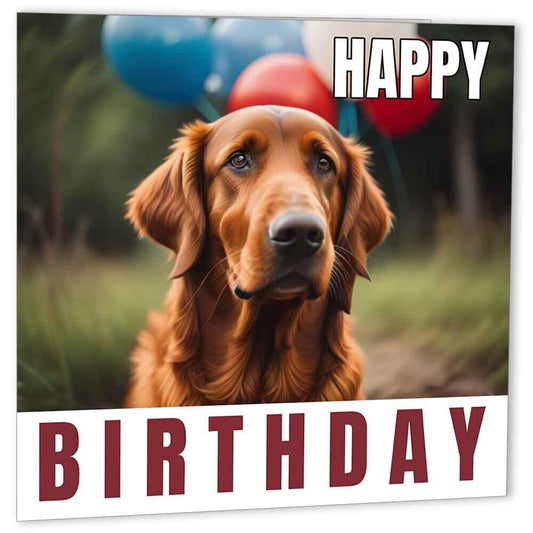 Irish Setter Birthday Cards 147 x 147mm Dog Happy Birthday Card - Purple Fox Gifts