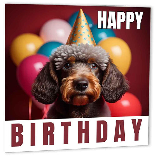 Poodle Birthday Cards 147 x 147mm Cute Happy Birthday Card - Purple Fox Gifts