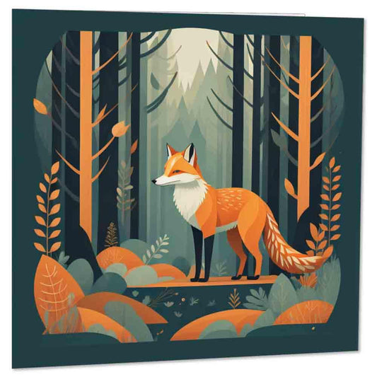 Woodland Fox Birthday Cards Greeting Card Forest Woods Foxes Cards 145 x 145mm - Purple Fox Gifts