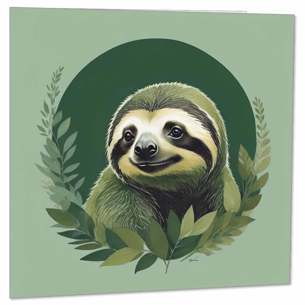 Sloth Watercolour Greeting Cards - Sloth Card 145 x 145mm - Purple Fox Gifts