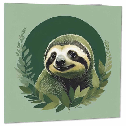 Sloth Watercolour Greeting Cards - Sloth Card 145 x 145mm - Purple Fox Gifts