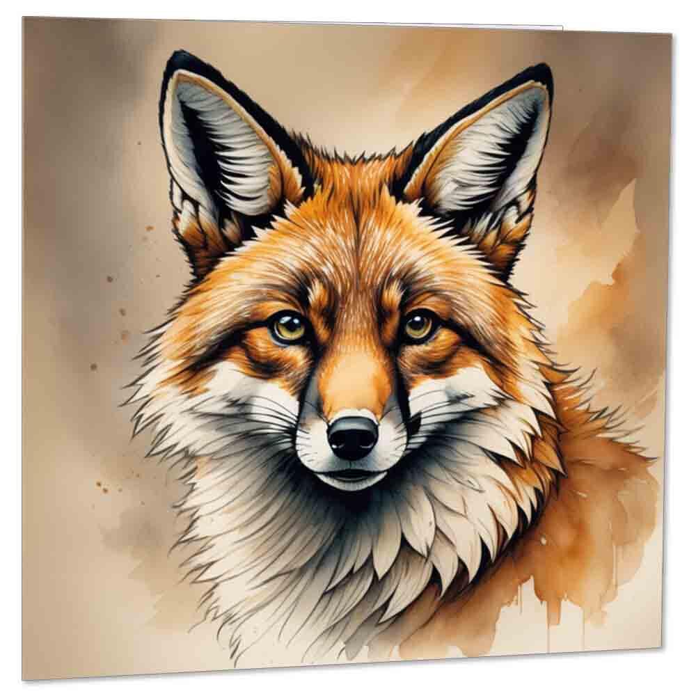 Fox Greeting Card Fox Birthday Card 145 x 145mm - Purple Fox Gifts