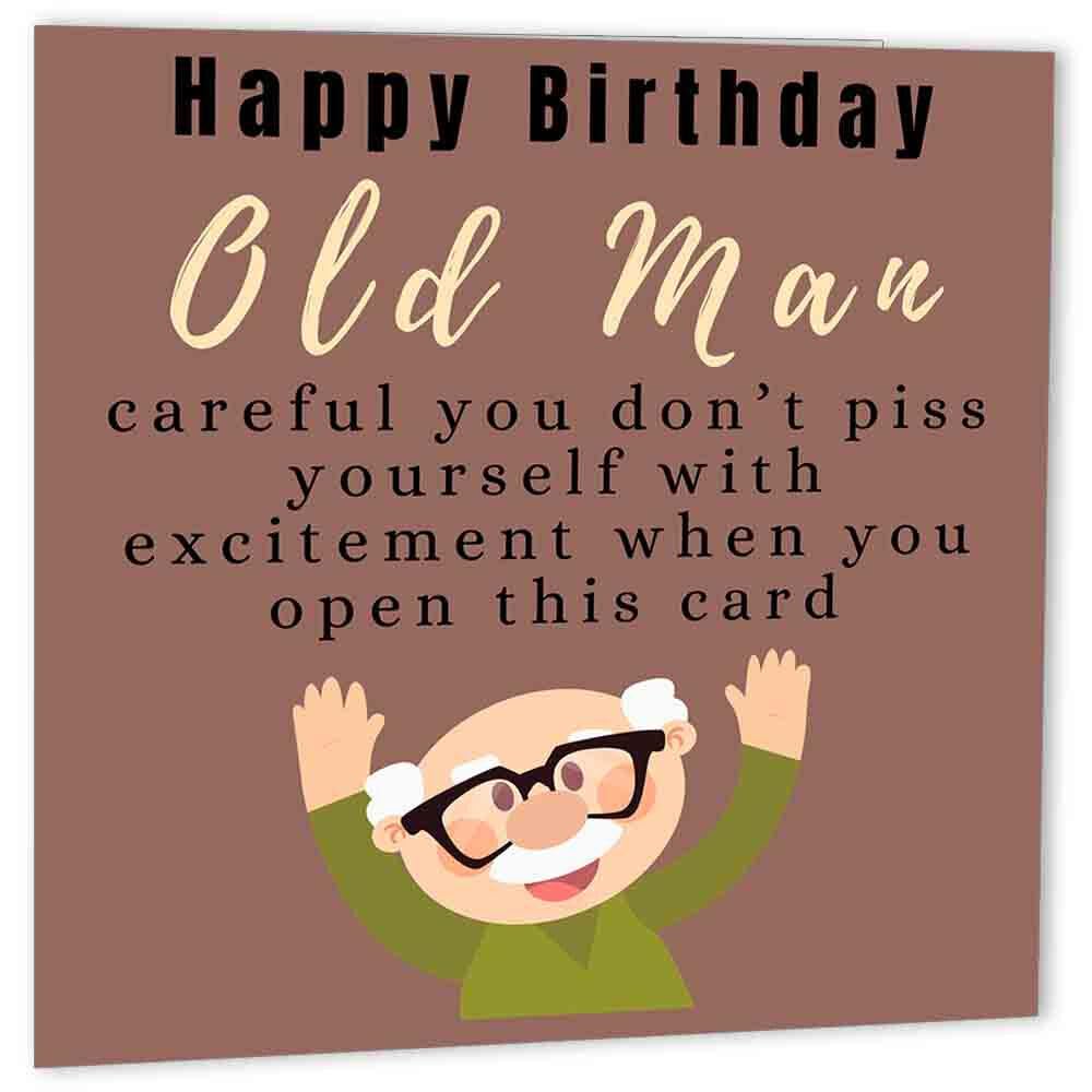 Funny Rude Happy Birthday Card for Dad - Old Man - friend Grandad bday cards - Purple Fox Gifts