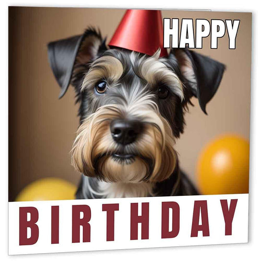 Miniature Schnauzer Birthday Card 147 x 147mm - Purple Fox Gifts