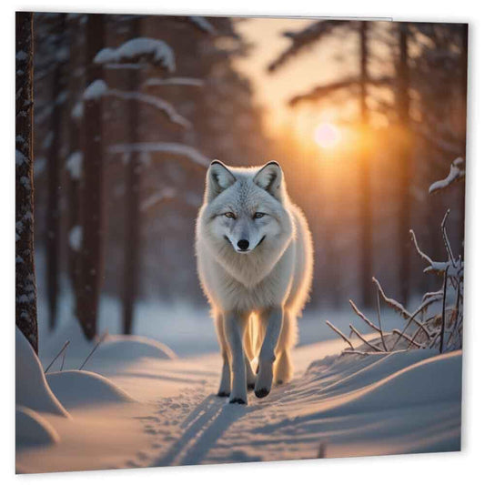 Arctic Wolf Greeting Card Snow Wolves Birthday Card 147mm x 147mm - Purple Fox Gifts