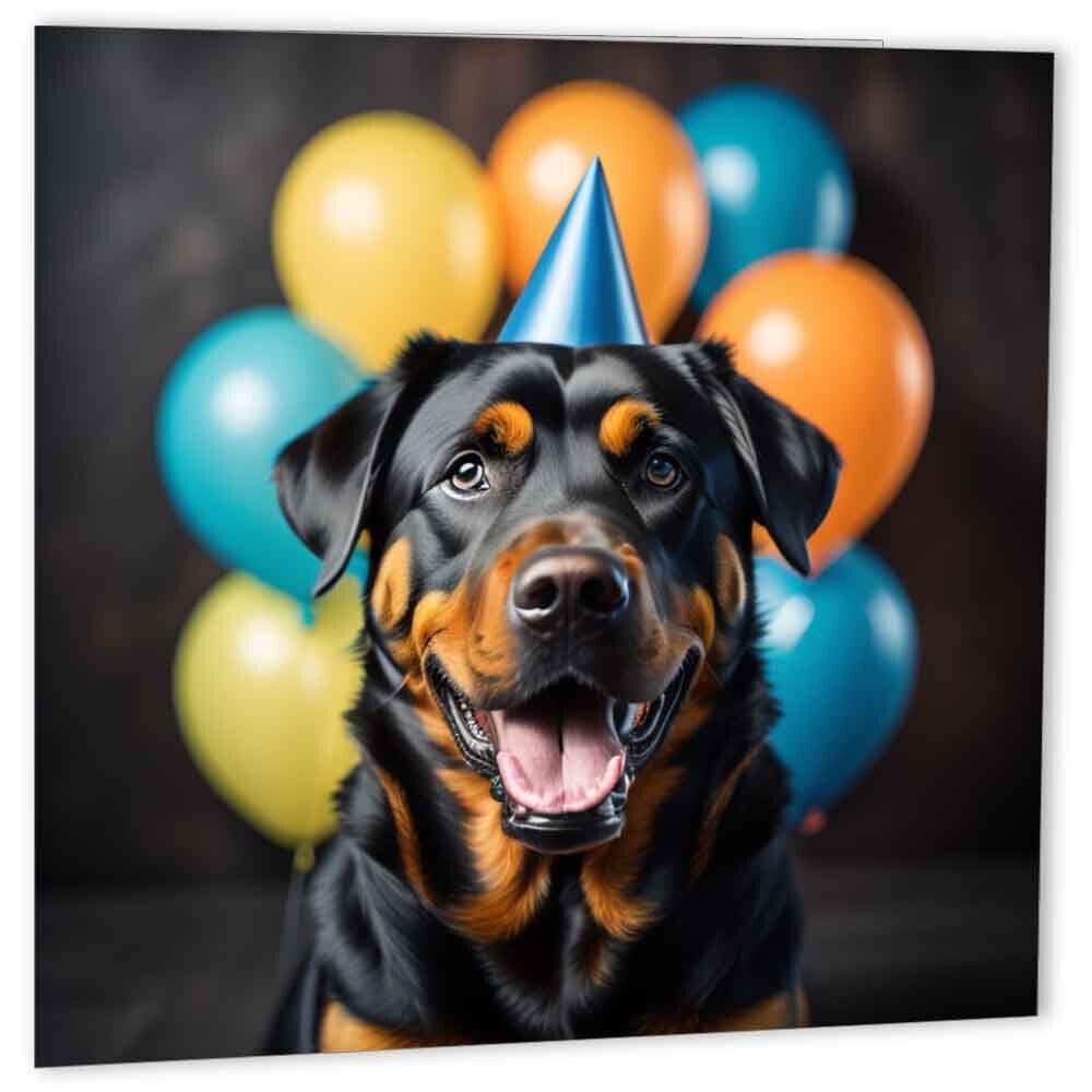 Rottweiler Greeting Card 147 x 147mm - Purple Fox Gifts