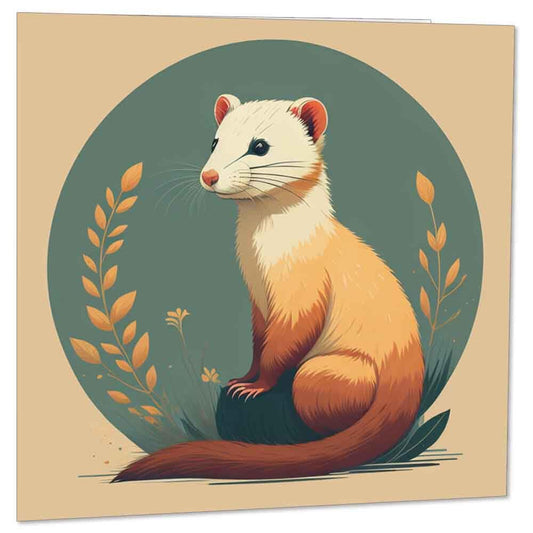 Ferret Greeting Card Ferret Design Birthday Card 145 x 145mm - Purple Fox Gifts