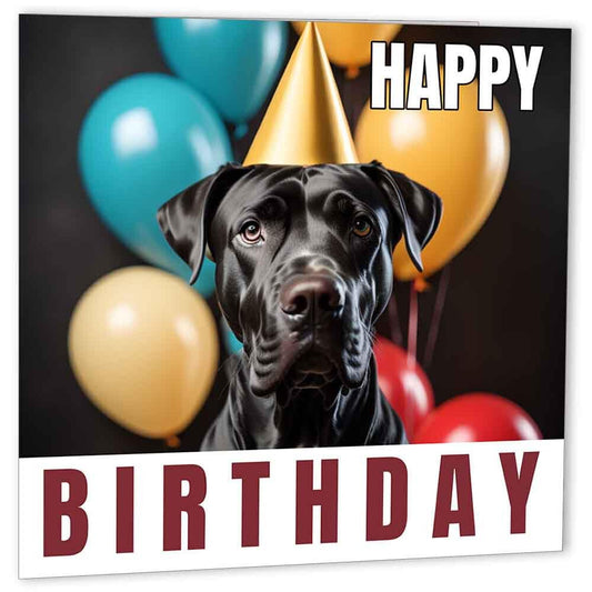 Great Dane Birthday Cards 147 x 147mm Cute Happy Birthday Card - Purple Fox Gifts