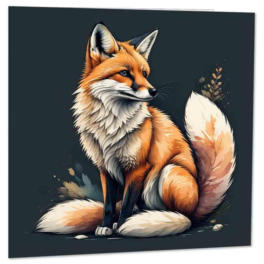 Fox Greeting Card - Birthday Card - Watercolour Fox Anima1s Design 145 x 145mm - Purple Fox Gifts