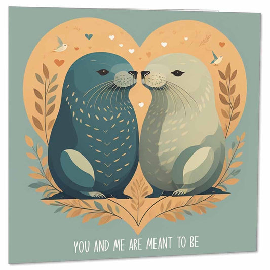 Cute Seal Anniversary Card - Romantic Cards - Boyfriend Girlfriend Wife Husband - Purple Fox Gifts