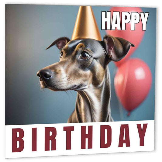 Italian Greyhound Birthday Cards 147 x 147mm Dog Happy Birthday Cards - Purple Fox Gifts