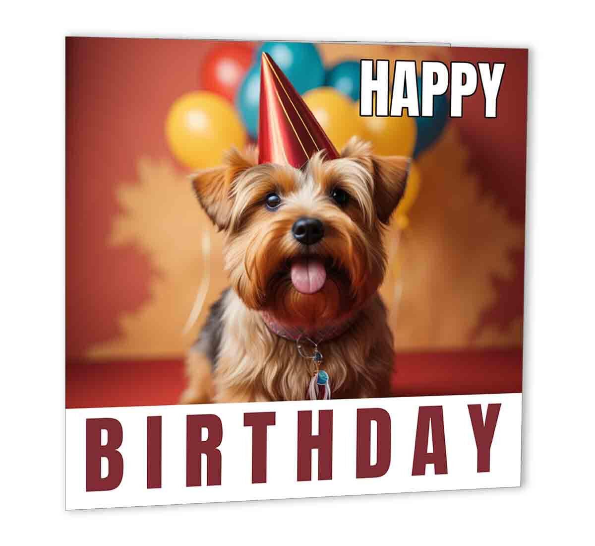 Norfolk Terrier Birthday Cards 147 x 147mm dog Happy Birthday Card - Purple Fox Gifts