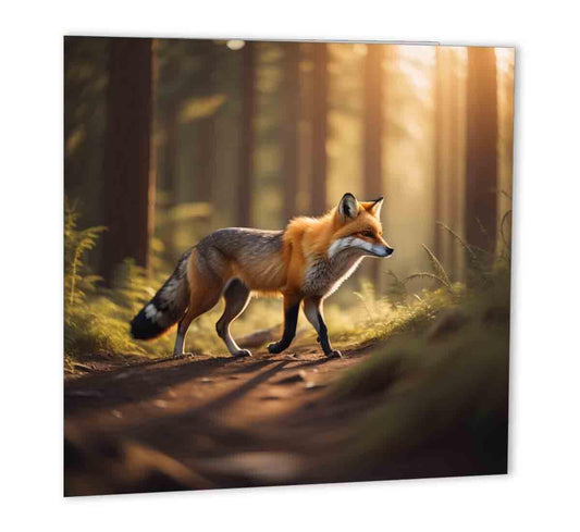 Fox Greeting Card Birthday Card Fox in Forest Woods 147mm x 147mm - Purple Fox Gifts